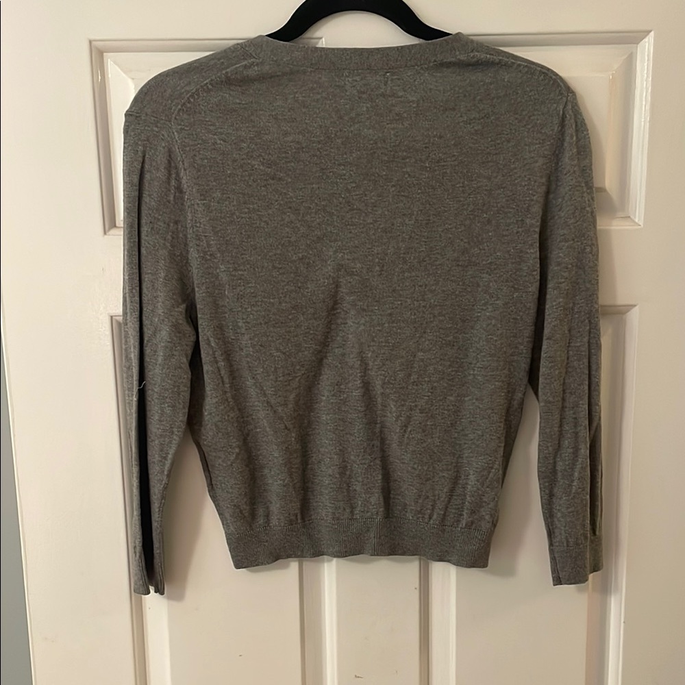 Old Navy Gray Cardigan Sweater V-Neck Knit EUC medium TALL - Picture 3 of 10